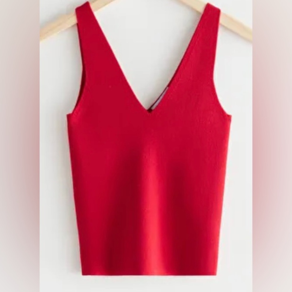 & other stories red knitted tank top